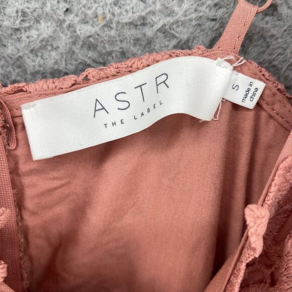 ASTR Dress Womens Small Blush Pink Crochet Lace Overlay Fit & Flare Midi Pleated - Picture 5 of 9